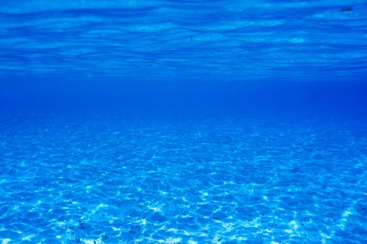 A white sand bottom in clear water at Maldives