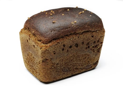 rye dark bread over white background