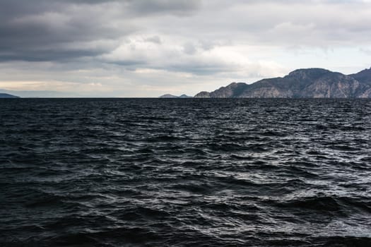 Black sea at stormy seaside