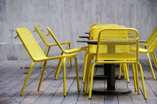 yellow steel chair