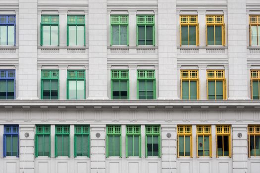 colorful windows of old police station building in Singapore