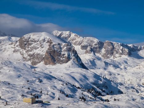 Dachstein mountain summit in sunny winter day (View from Krippenstein Austria)