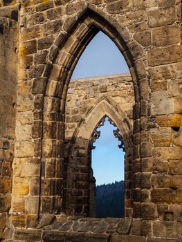 Gothic windows of Oybin castle (Saxony, Germany)
