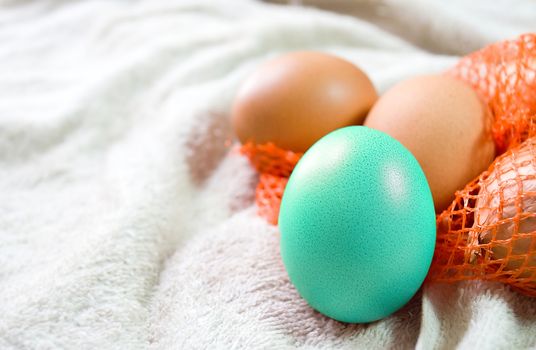 Colorful Hen eggs in the Easter day.