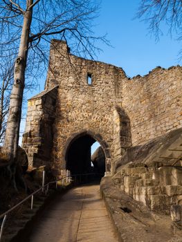 Old gate tower of Oybin Castle (Germany)