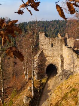 Old gate tower of Oybin Castle (Germany)