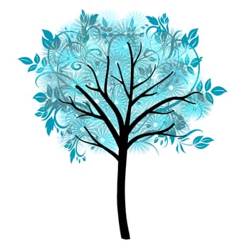 ornamental blue tree illustration