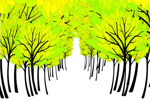 spring green trees background with copyspace