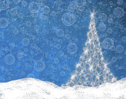 christmas background with tree and snow