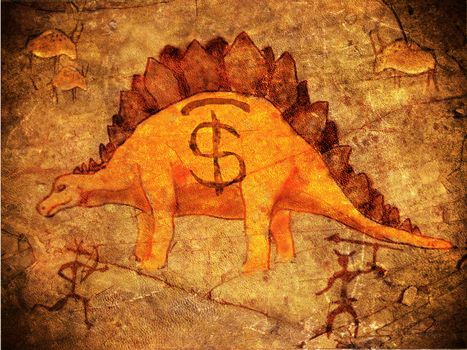 prehistoric piggy bank with dinosaur