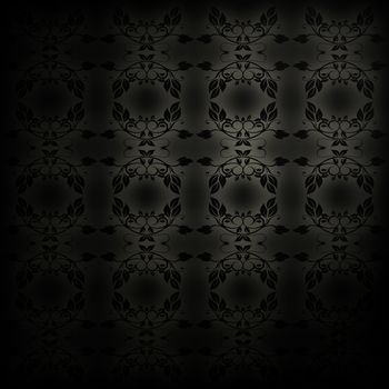 black abstract background with floral texture