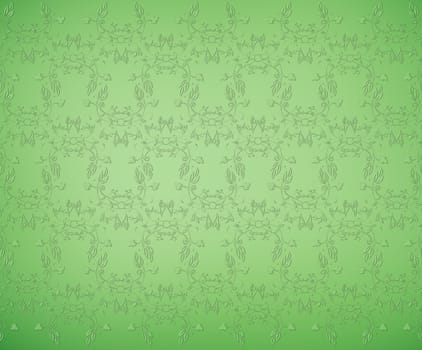 green abstract background with floral pattern