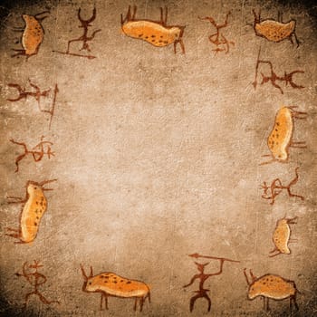 prehistoric painting square background