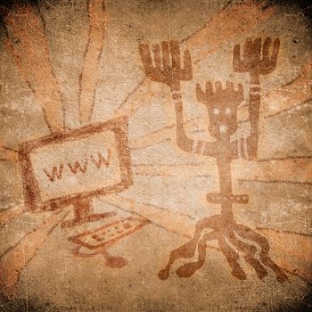 prehistoric painting with computer on line