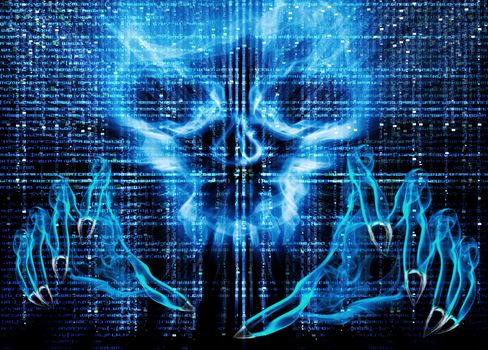 hacker attack concept blue illustration