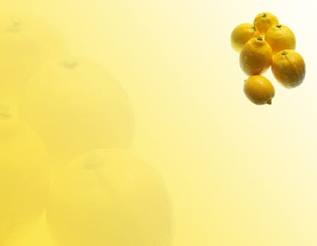 six fresch  lemons on abstract yellow background