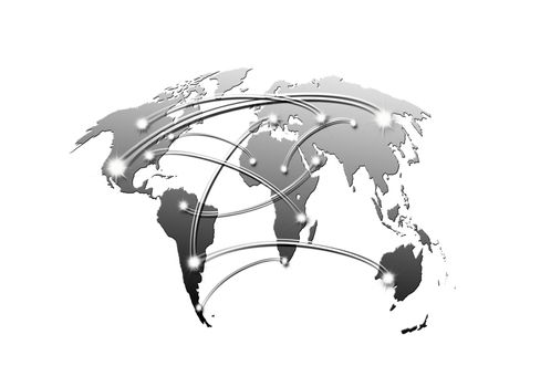 interconnected world map business and travel concept
