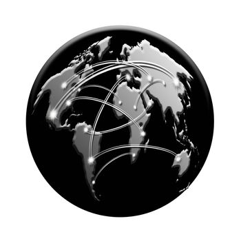 black icon with interconnected world