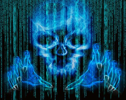 hacker attack concept blue illustration