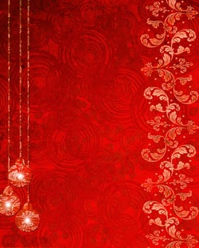 red abstract background with christmas decorations