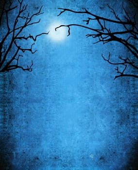 nocturne  background with trees and moon