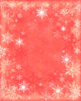 red and white snow flakes background