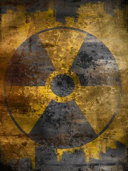 dirty yellow nuclear warning symbol