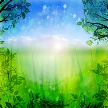 green and blue nature background