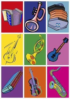 Musical instruments. Pop art 