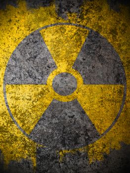 dirty yellow nuclear warning symbol