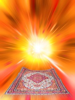 flying magic carpet on motion abstract background