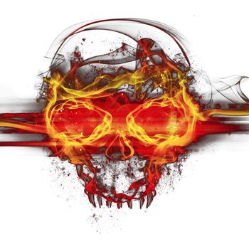 flames skull on white background