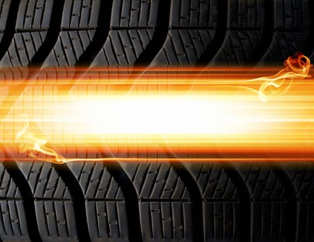 tire and flames abstract background