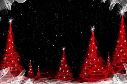 red abstract background with christmas tree