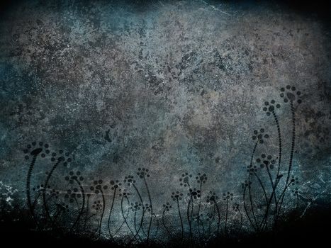 dirty metal  background with flowers