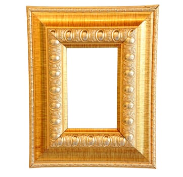 Vintage gold wooden photo frame, clipping path