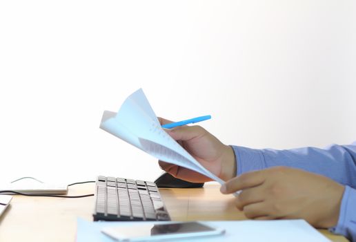 Businessman working with document 