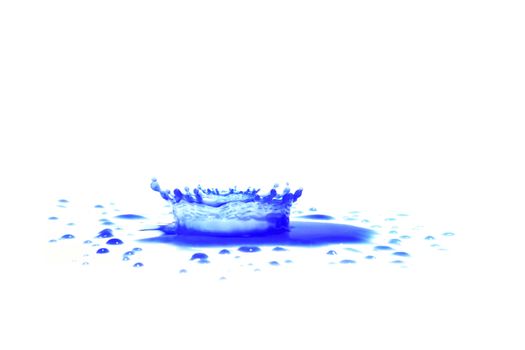 Blue paint splashing isolated on white
