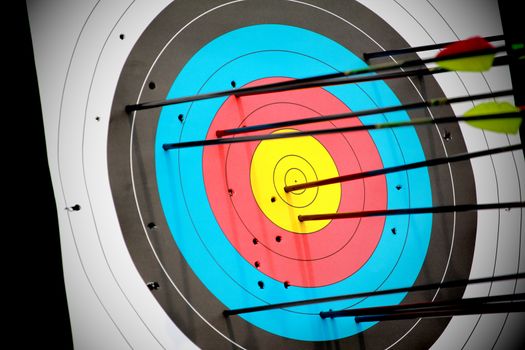 Archery target with arrow 