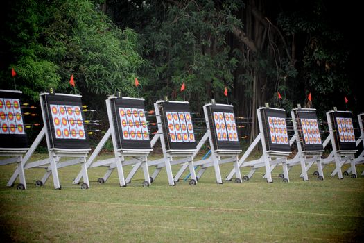 Archery target with arrow 