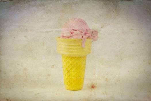 Scoop of ice cream on grunge paper background