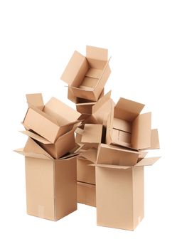 Stacks of cardboard boxes. Isolated on a white background.