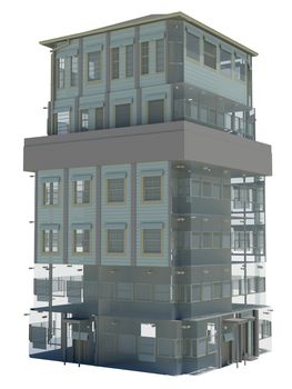 Highly detailed building. Isolated render on a white background