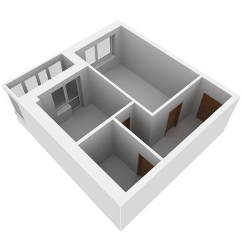 3d apartment plan. Isolated render on a white background