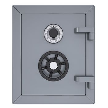 Closed metal safe. Isolated render on a white background