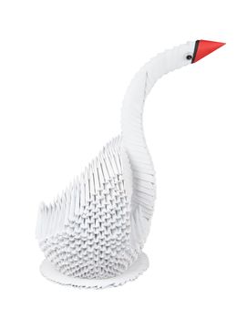 white swan. figure of bird from a paper isolated on a white background 