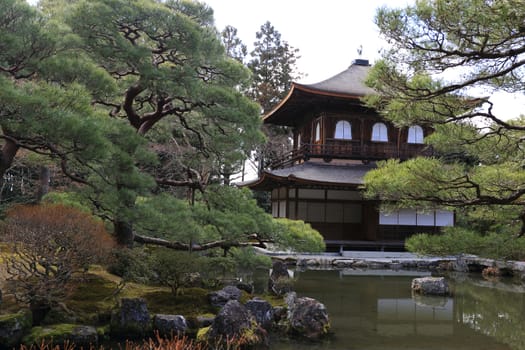 Ginkaku-ji or Temple of the Silver Pavilion, in the historic city of Kyoto in Japan.