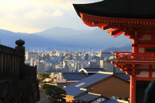 Kyomizu Temple in Winter Season kyoto Japan. built in 1633, is one of the most famous landmark of Kyoto with UNESCO World Heritage