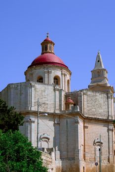 Back view on the parish Church of Our Lady of Victory - Mellieha, Malta