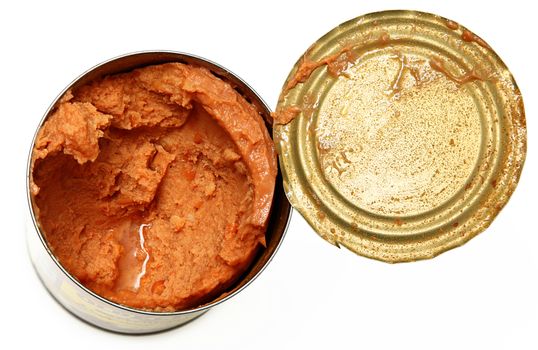 Open Canned Refried Beans over white.